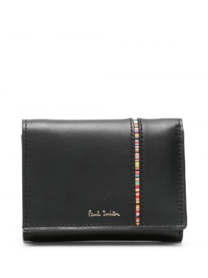 Pruhovaná kožená peňaženka s potlačou Paul Smith čierna
