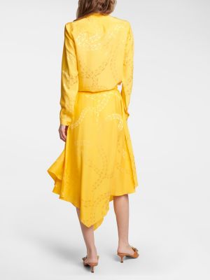 Asymetrická midi sukňa s vysokým pásom s potlačou Stella Mccartney žltá