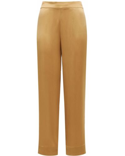 Hedvábné saténové kalhoty Asceno žluté