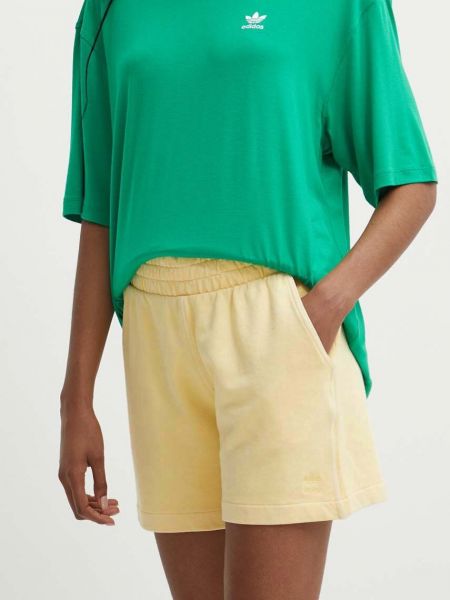 Pantaloni cu talie înaltă din bumbac Adidas Originals galben