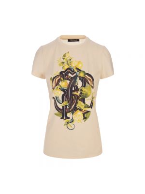 Koszulka z nadrukiem w wężowy wzór Roberto Cavalli biała