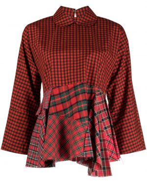 Карирана памучна блуза с принт Comme Des Garçons Tao червено