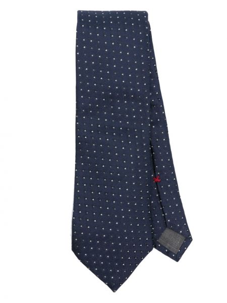 Cravatta di seta a pois Brunello Cucinelli blu