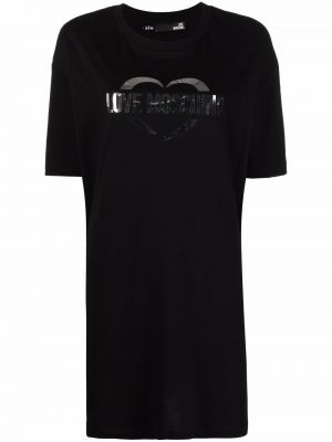 Рубашка платье с принтом Love Moschino, черный