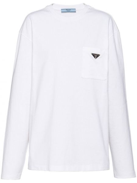 T-krekls ar kabatām Prada balts