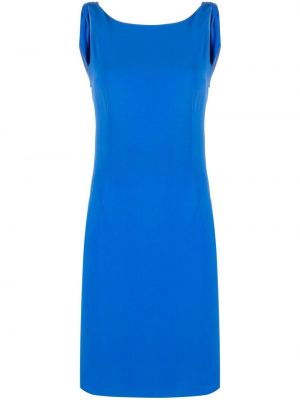 Hedvábné přiléhavé rovné šaty bez rukávů Christian Dior - modrá