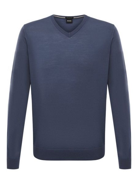 Шерстяной пуловер Boss синий