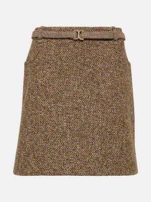 Mini falda de lana de algodón de tweed Chloé