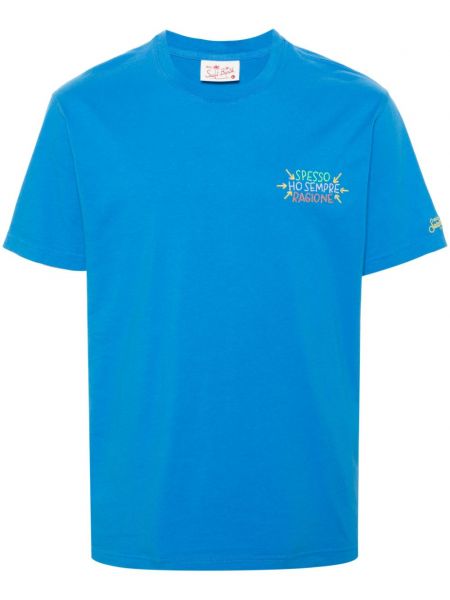 Medvilninis siuvinėtas marškinėliai Mc2 Saint Barth mėlyna