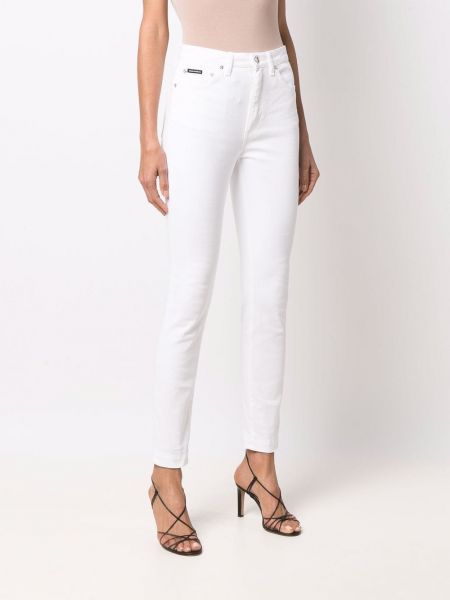 Kalhoty s nízkým pasem skinny fit Dolce & Gabbana bílé