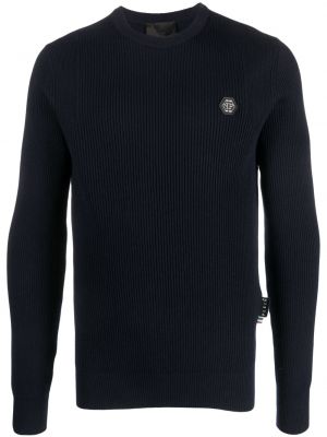 Sweter z wełny merino Philipp Plein niebieski