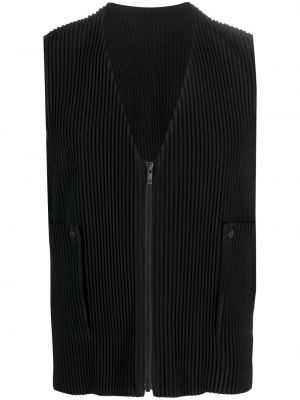 Plisovaná vesta s výstrihom do v Homme Plissé Issey Miyake čierna
