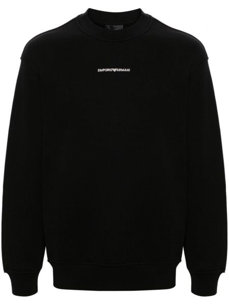 Medvilninis siuvinėtas džemperis Emporio Armani juoda