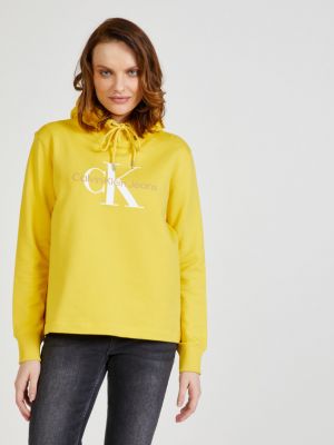 Geacă de blugi cu fermoar din bumbac Calvin Klein Jeans - galben