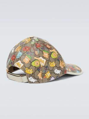 Șapcă din piele cu model floral Gucci