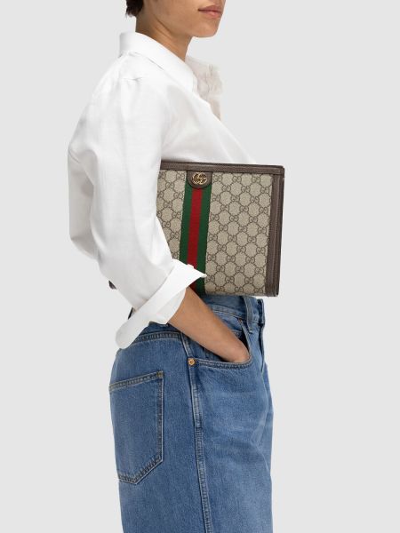 Pisemska torbica z zadrgo Gucci rjava