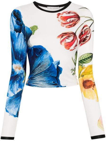Džemper s cvjetnim printom s printom Alice + Olivia bijela