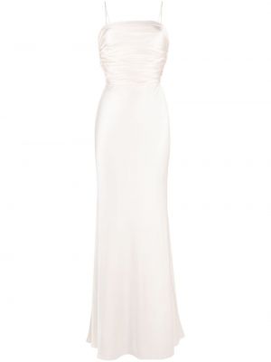 Jedwabna sukienka wieczorowa drapowana Mach & Mach biała