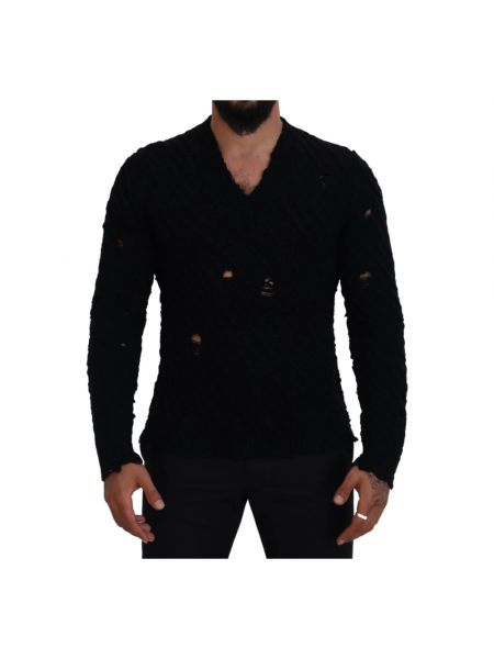 Sweter z dekoltem w serek Dolce And Gabbana czarny