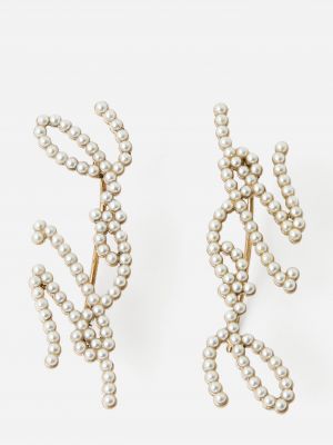 Náušnice s perlami se cvočky Karl Lagerfeld žluté