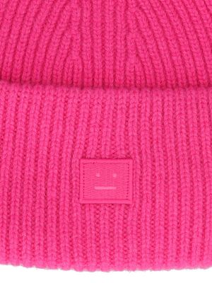 Gorro de lana de lana de punto Acne Studios rosa