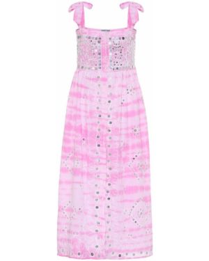 Růžové šaty ke kolenům bavlněné Juliet Dunn