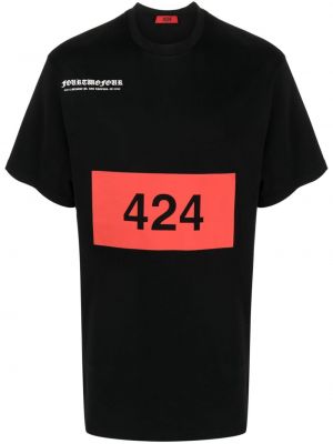 Βαμβακερή μπλούζα με σχέδιο 424 μαύρο