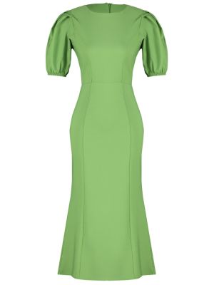 Μίντι φόρεμα με φουσκωτα μανικια από λυγαριά Trendyol πράσινο