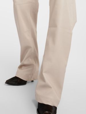 Kožené rovné kalhoty z imitace kůže Entire Studios bílé