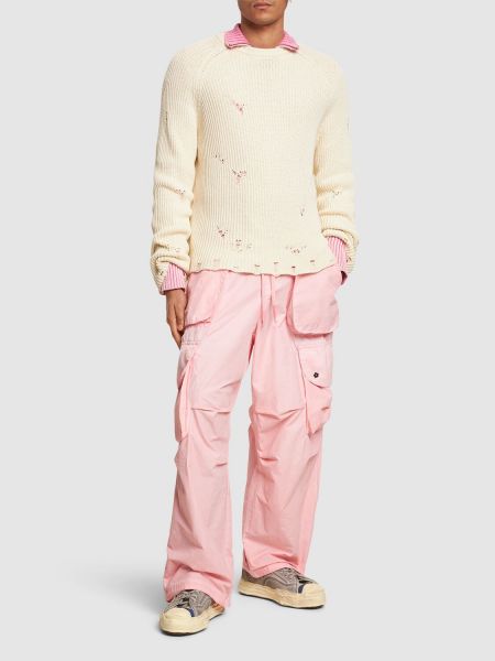 Nylonowe spodnie cargo A Paper Kid różowe