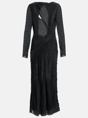 Μεταξωτή μίντι φόρεμα Isabel Marant μαύρο