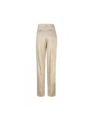 Pantalones rectos de seda con estampado de tejido jacquard Burberry beige
