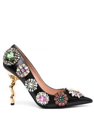 Полуотворени обувки с кристали Moschino