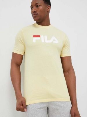 Памучна тениска с дълъг ръкав с принт Fila жълто