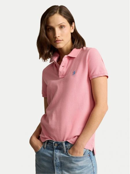 Поло тениска с копчета Polo Ralph Lauren розово