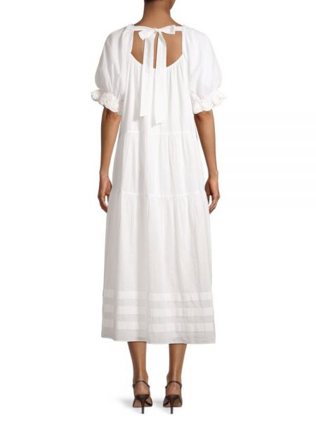 Платье миди с пышными рукавами Saylor белое