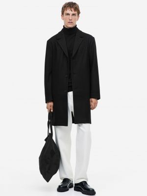 Шерстяное однобортное пальто H&m черное
