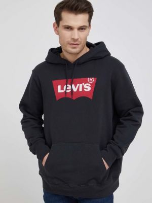 Pamučna hoodie s kapuljačom Levi's® crna