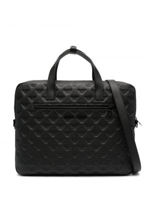 Bőr laptop táska Emporio Armani fekete