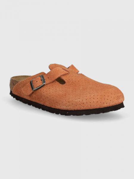 Papuci din piele Birkenstock portocaliu
