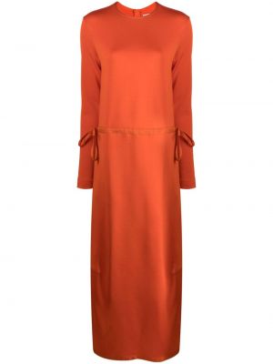Midi šaty s kulatým výstřihem Jil Sander oranžové