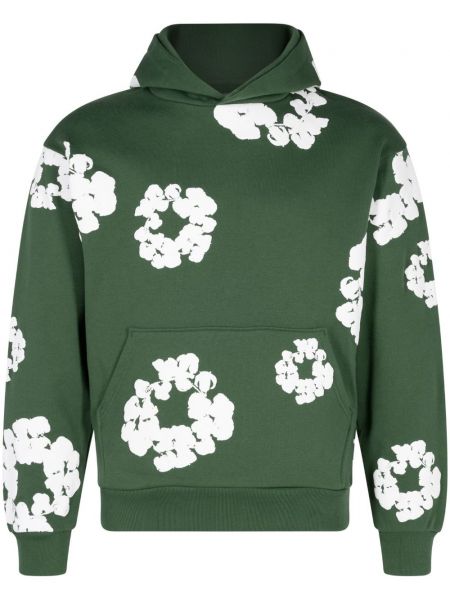Pamučna hoodie s kapuljačom s printom Denim Tears zelena