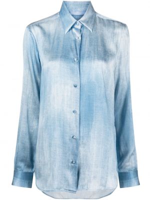 Копринена дънкова риза с принт Ermanno Scervino