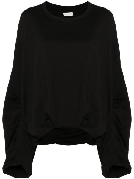 Bluza bawełniana drapowana Dries Van Noten czarna
