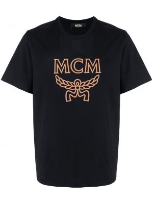 Тениска с принт Mcm черно