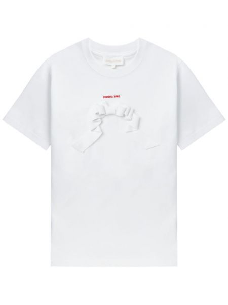 T-shirt avec noeuds en coton avec applique Shushu/tong blanc