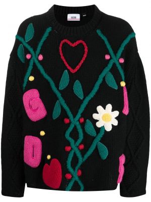 Oversized pleten pulover Gcds črna