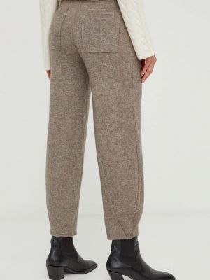 Vlněné kalhoty s vysokým pasem By Malene Birger béžové