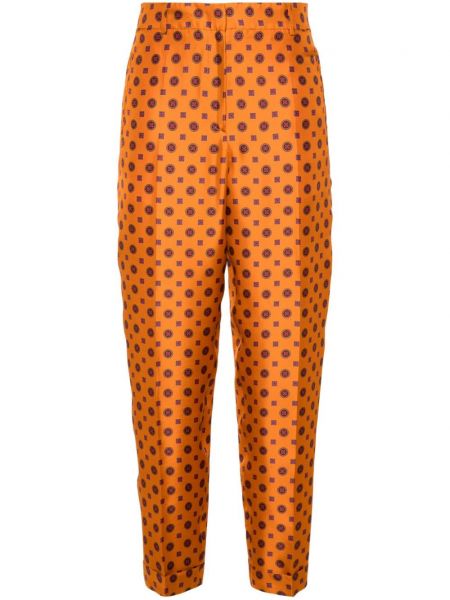 Nohavice s lisovaným záhybom s potlačou Alberto Biani oranžová