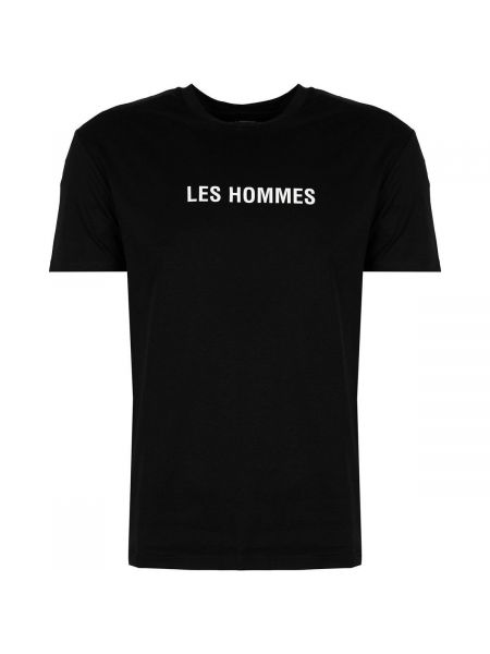 Koszulka z nadrukiem z krótkim rękawem Les Hommes czarna